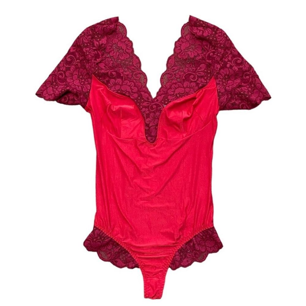 We Are Hah Top Heavy Bodysuit Rouge Red Size S - Picture 3 of 4